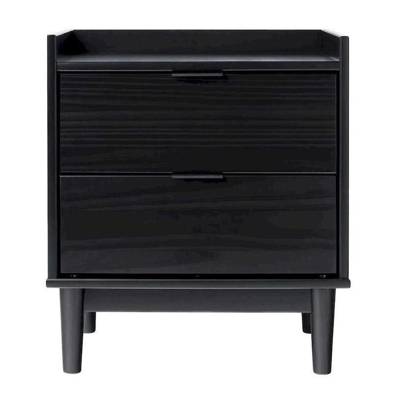 Solid Pine Wood 2-Drawer Nightstand with Gallery Top, Multiple Colors