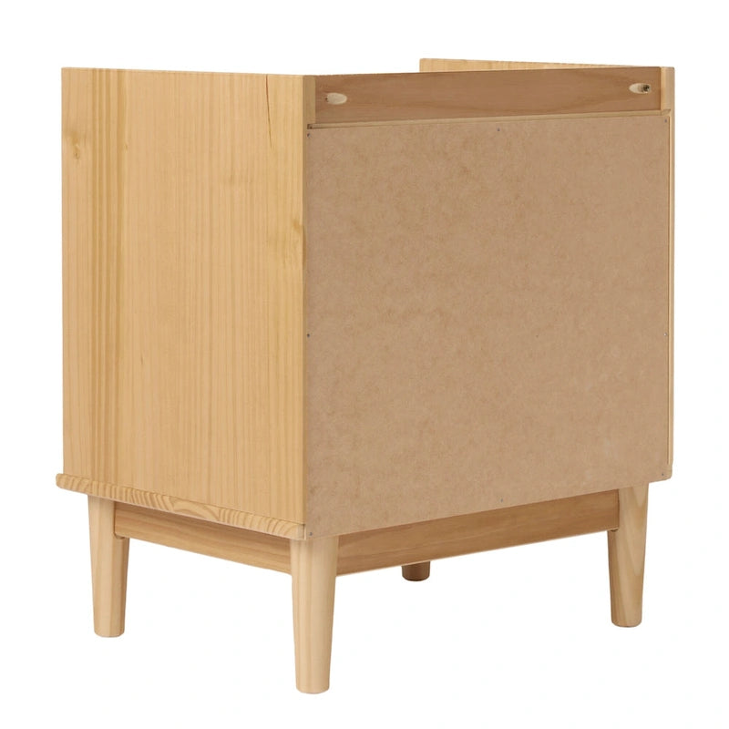 Solid Pine Wood 2-Drawer Nightstand with Gallery Top, Multiple Colors