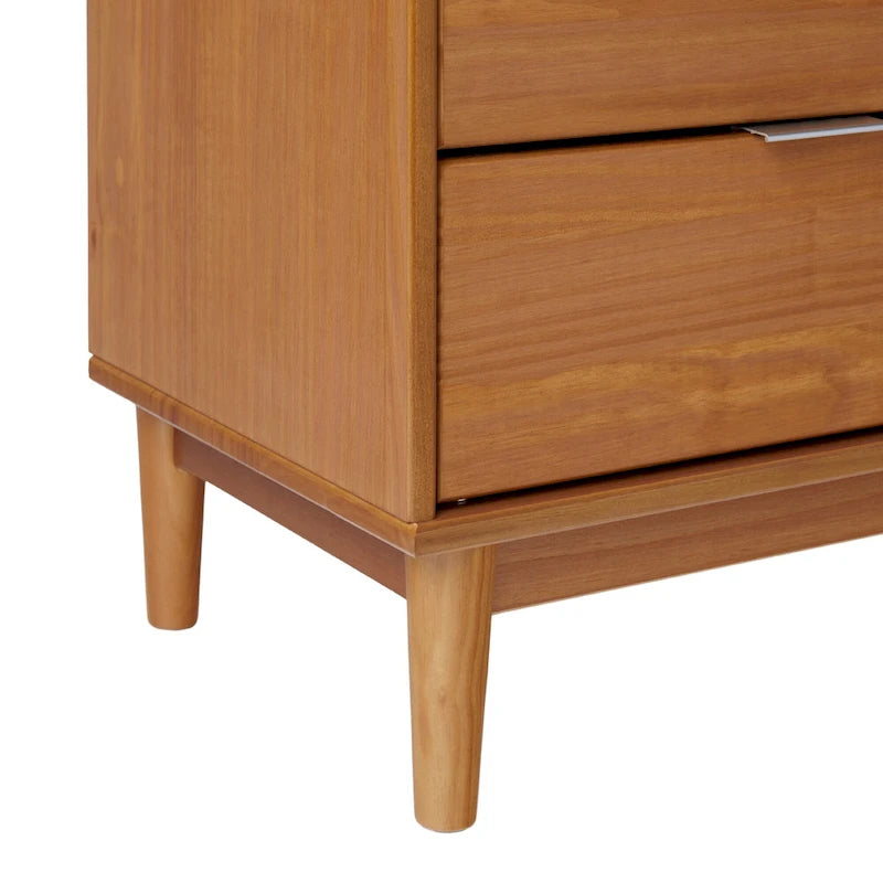 Solid Pine Wood 2-Drawer Nightstand with Gallery Top, Multiple Colors
