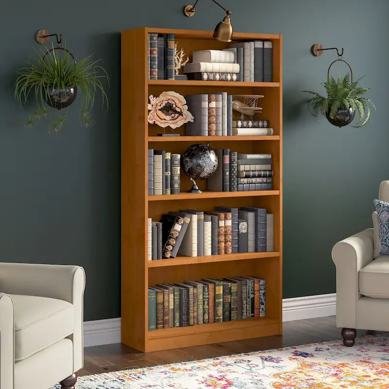 Tall 5-Shelf Bookcase Open Storage Display Unit Multi-Color Options