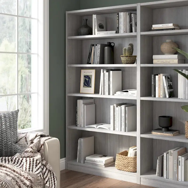 Tall 5-Shelf Bookcase Open Storage Display Unit Multi-Color Options