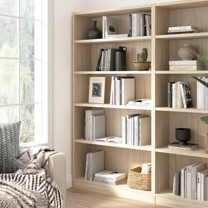 Tall 5-Shelf Bookcase Open Storage Display Unit Multi-Color Options