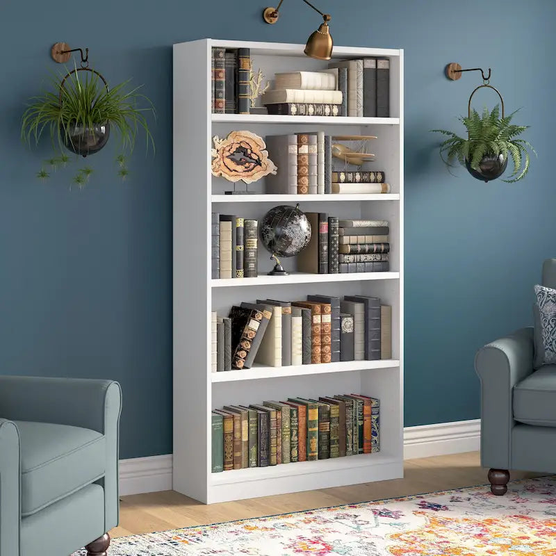 Tall 5-Shelf Bookcase Open Storage Display Unit Multi-Color Options
