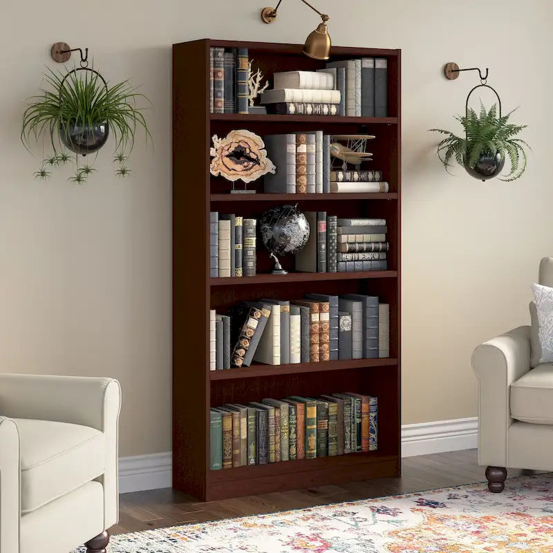Tall 5-Shelf Bookcase Open Storage Display Unit Multi-Color Options