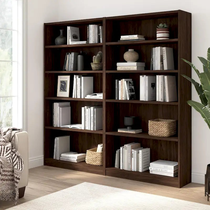 Tall 5-Shelf Bookcase Open Storage Display Unit Multi-Color Options