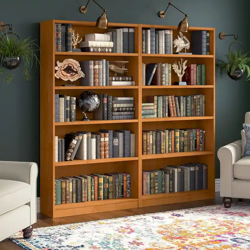 Tall 5-Shelf Bookcase Open Storage Display Unit Multi-Color Options