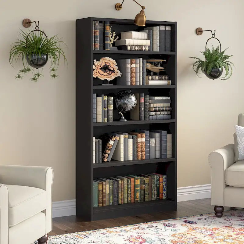Tall 5-Shelf Bookcase Open Storage Display Unit Multi-Color Options