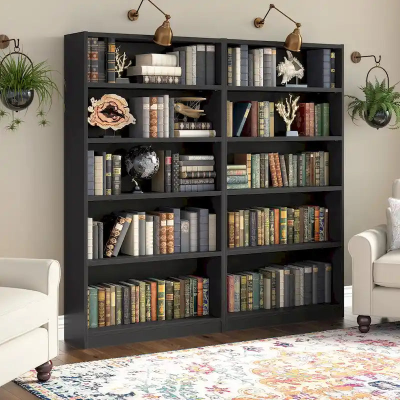 Tall 5-Shelf Bookcase Open Storage Display Unit Multi-Color Options