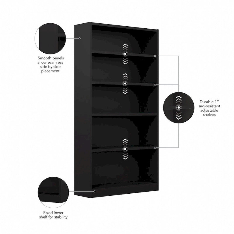 Tall 5-Shelf Bookcase Open Storage Display Unit Multi-Color Options