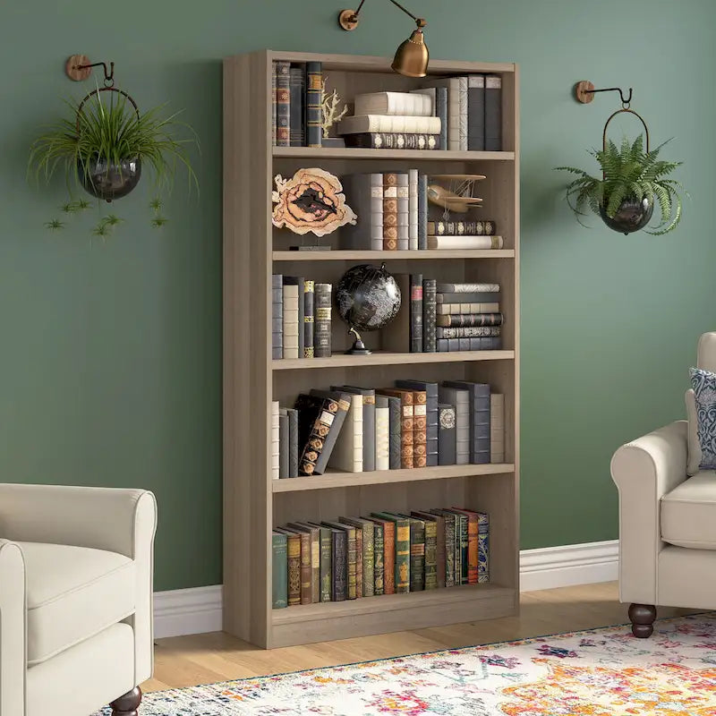 Tall 5-Shelf Bookcase Open Storage Display Unit Multi-Color Options