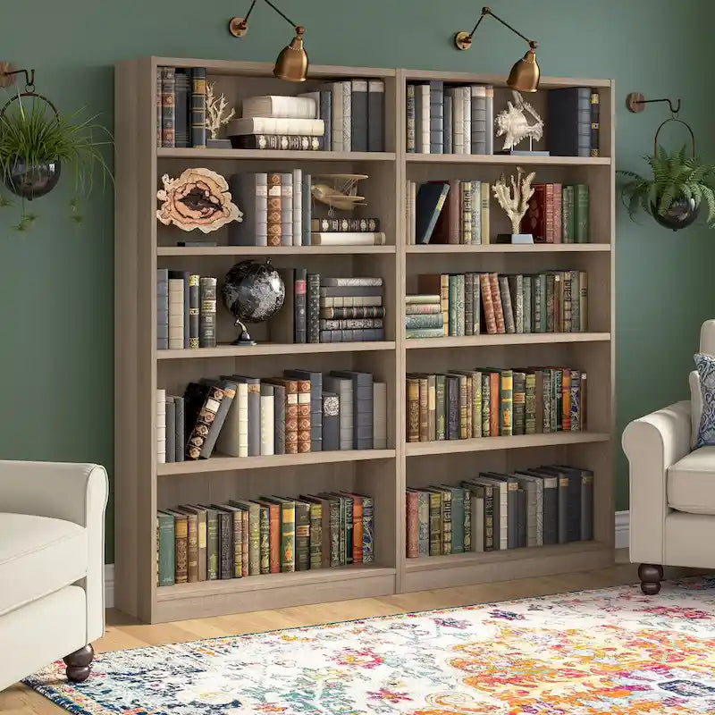 Tall 5-Shelf Bookcase Open Storage Display Unit Multi-Color Options