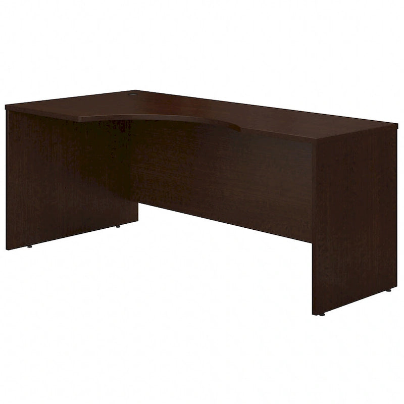 Mocha Cherry L-Shaped Left Hand Corner Office Desk with Wire Management