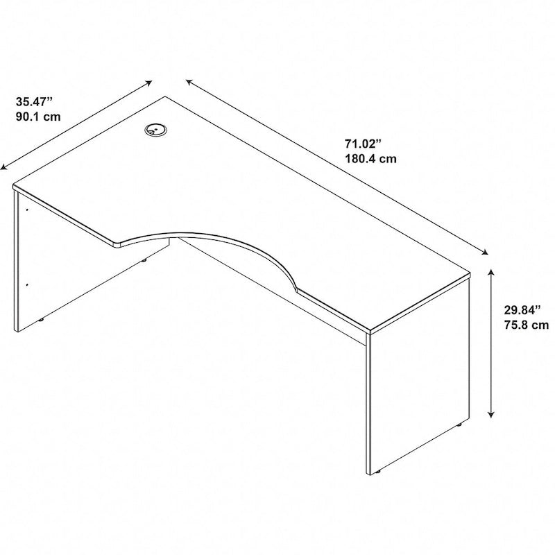 Mocha Cherry L-Shaped Left Hand Corner Office Desk with Wire Management