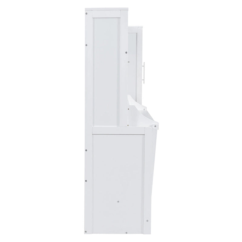 Space-Saving Wall Bed with Wardrobe and Drawer Storage in White or Gray
