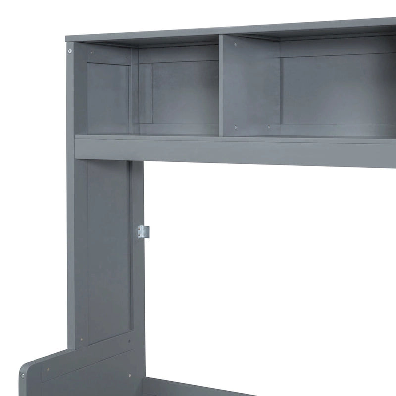 Space-Saving Wall Bed with Wardrobe and Drawer Storage in White or Gray