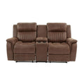 Manual Reclining Loveseat with Center Console Dark Coffee Leatherette