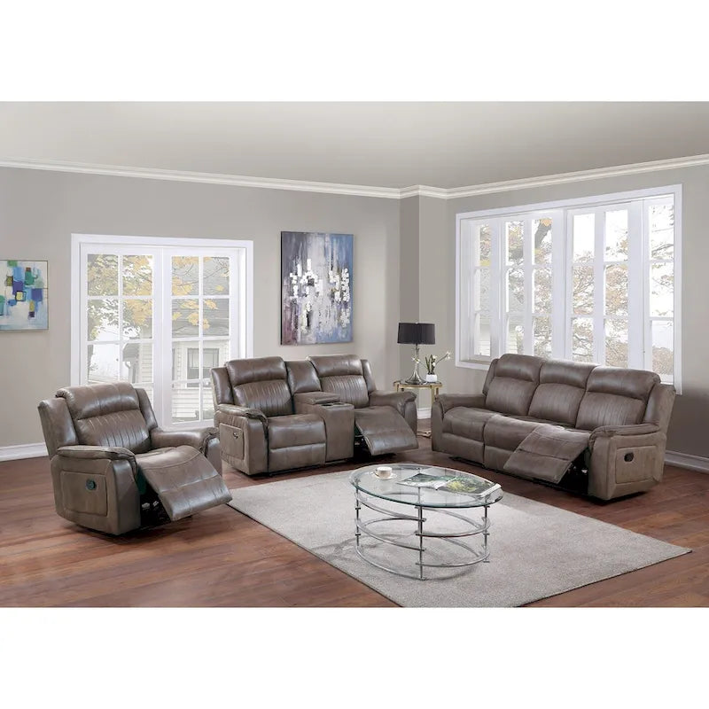 Manual Reclining Loveseat with Center Console Dark Coffee Leatherette
