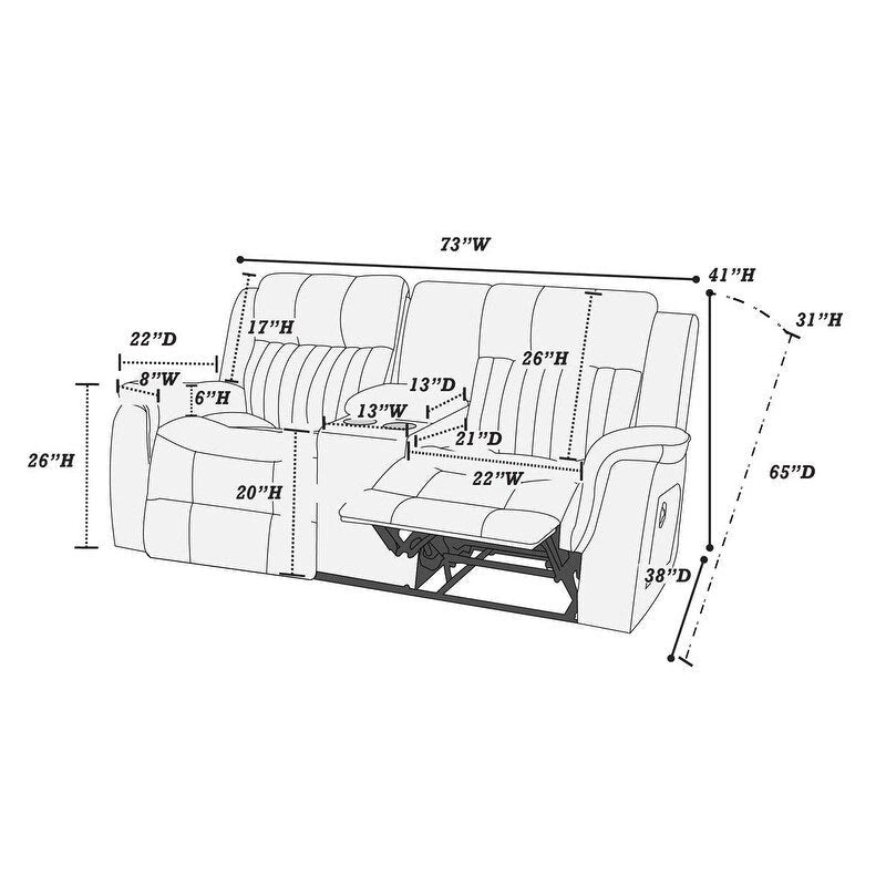 Manual Reclining Loveseat with Center Console Dark Coffee Leatherette
