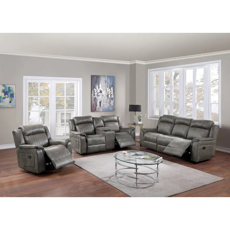 Manual Reclining Loveseat with Center Console Dark Coffee Leatherette
