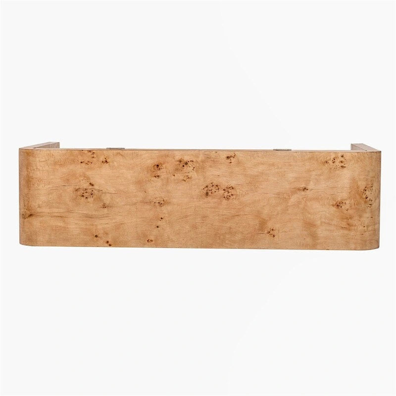 Burl Wood Veneer Console Table with 2 Drawers Natural Finish Entryway Sofa Table