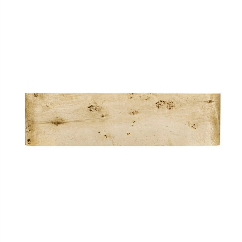 Burl Wood Veneer Console Table with 2 Drawers Natural Finish Entryway Sofa Table