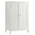 White Double Door Bathroom Floor Storage Cabinet MDF Waterproof Freestanding