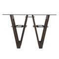 Clear Glass Top Abstract Wood Base Rectangular Console Table Gray Brown