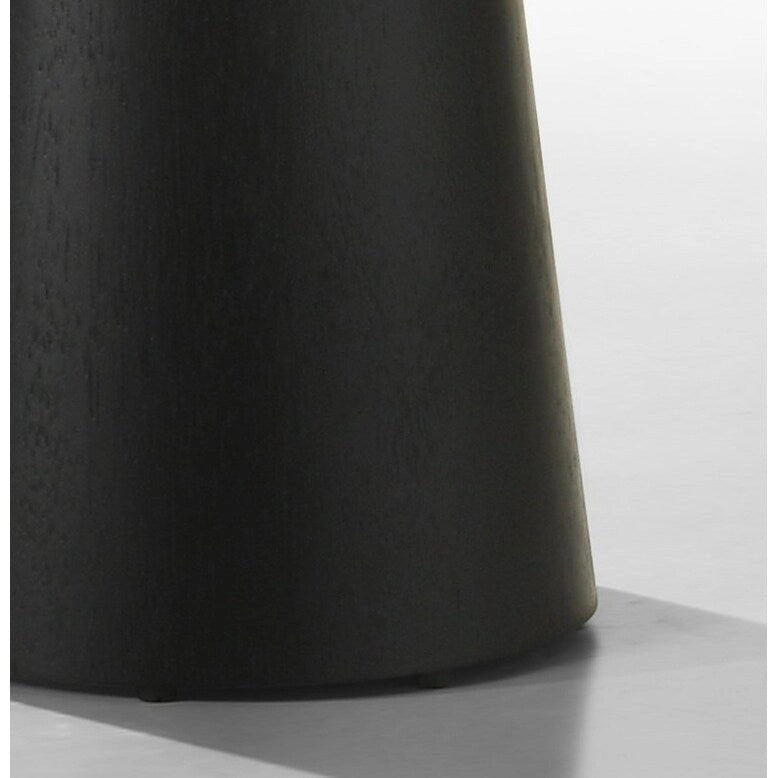 Black Round End Table with Conical Pedestal Base Solid Wood Top