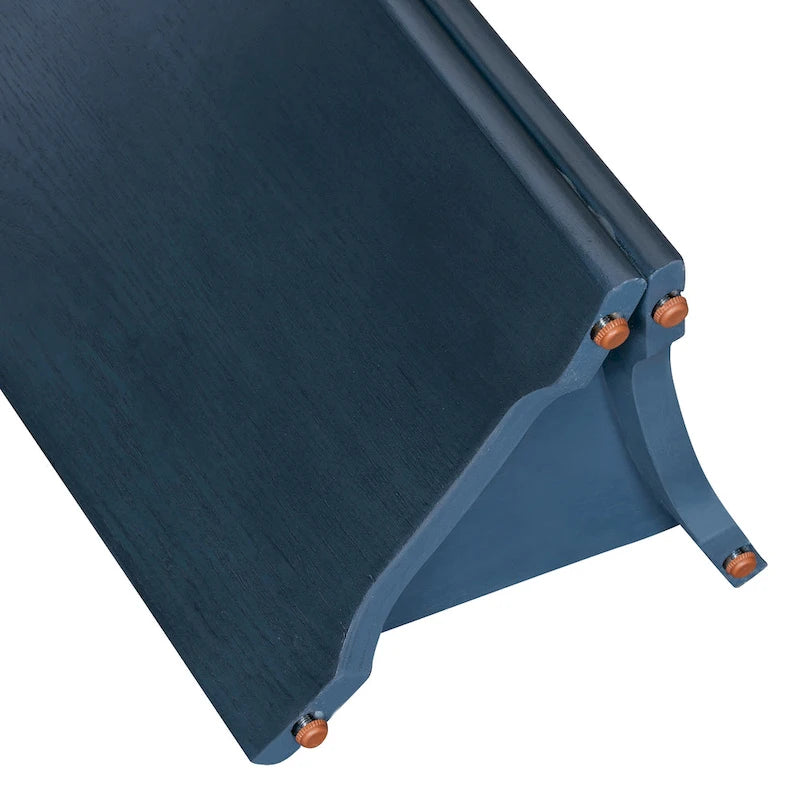 Faux Marble Top Entryway Console Table with Sturdy Wooden Legs, Navy Blue