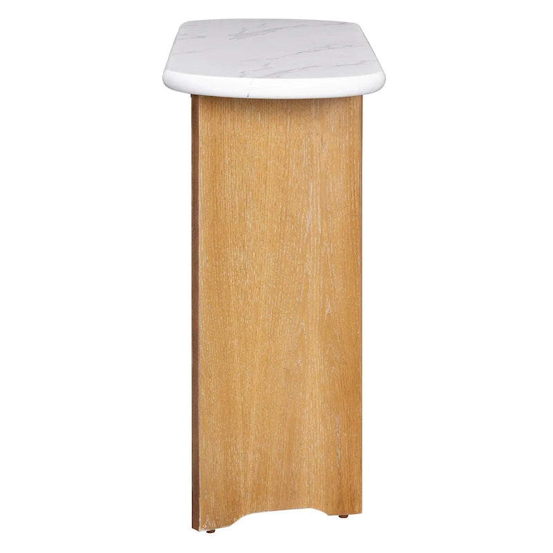 Faux Marble Top Entryway Console Table with Sturdy Wooden Legs, Navy Blue