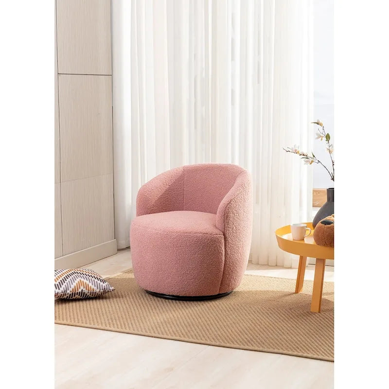 Upholstered Swivel Barrel Accent Armchair with 360 Rotation Foam Seat