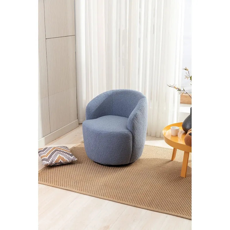 Upholstered Swivel Barrel Accent Armchair with 360 Rotation Foam Seat