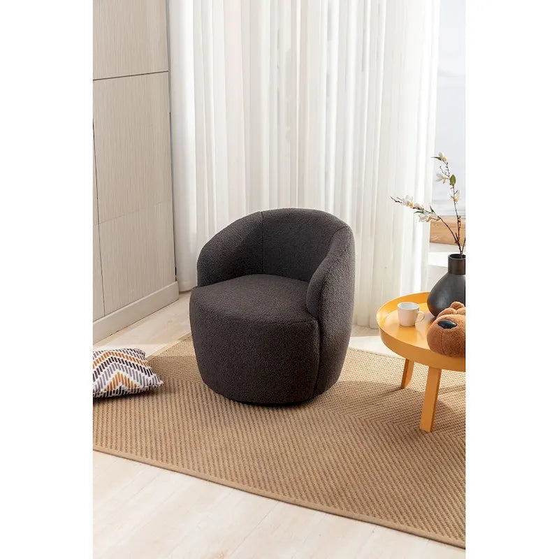 Upholstered Swivel Barrel Accent Armchair with 360 Rotation Foam Seat