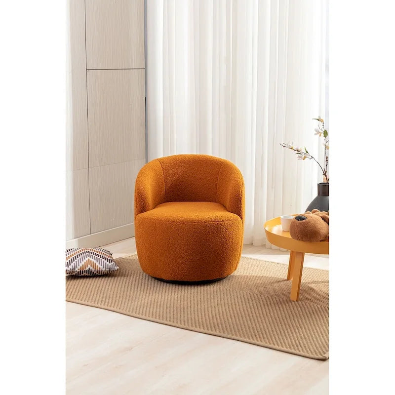 Upholstered Swivel Barrel Accent Armchair with 360 Rotation Foam Seat