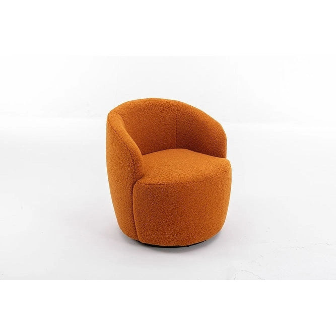 Upholstered Swivel Barrel Accent Armchair with 360 Rotation Foam Seat