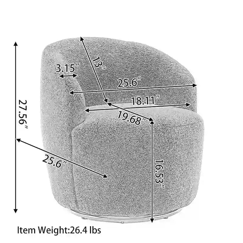 Upholstered Swivel Barrel Accent Armchair with 360 Rotation Foam Seat
