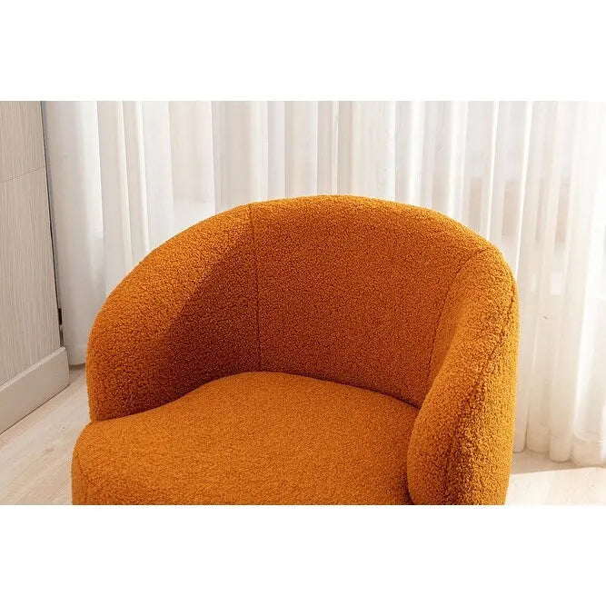 Upholstered Swivel Barrel Accent Armchair with 360 Rotation Foam Seat