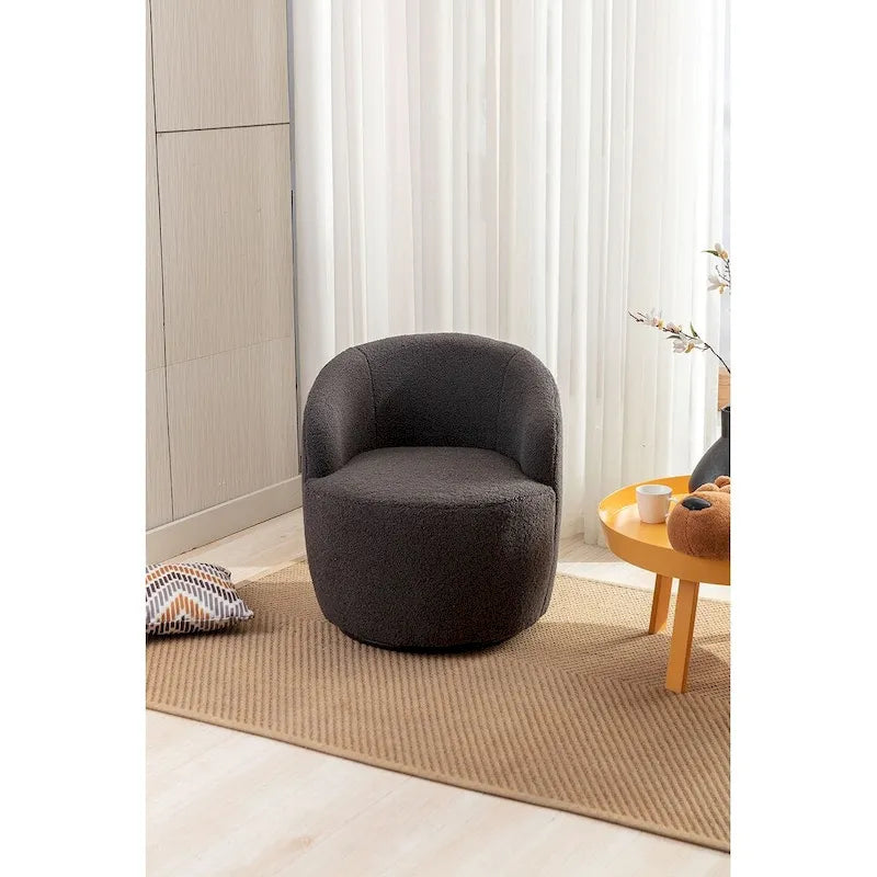 Upholstered Swivel Barrel Accent Armchair with 360 Rotation Foam Seat