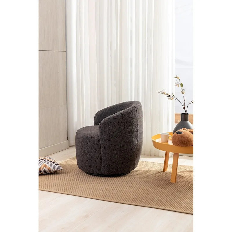 Upholstered Swivel Barrel Accent Armchair with 360 Rotation Foam Seat