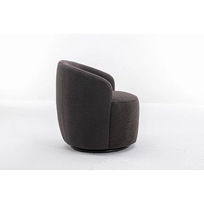 Upholstered Swivel Barrel Accent Armchair with 360 Rotation Foam Seat