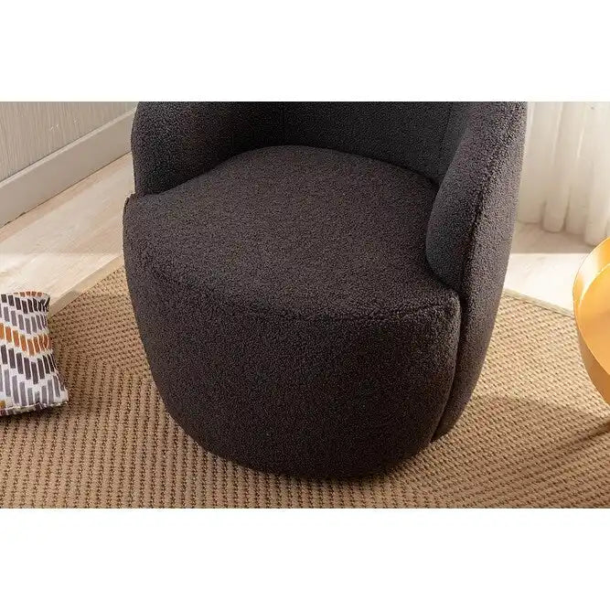 Upholstered Swivel Barrel Accent Armchair with 360 Rotation Foam Seat