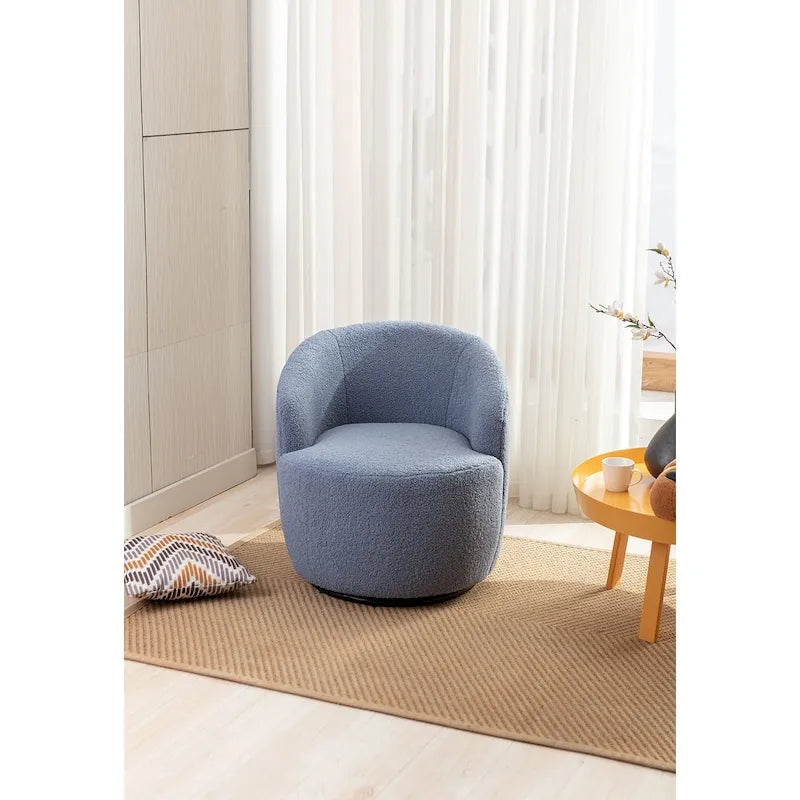 Upholstered Swivel Barrel Accent Armchair with 360 Rotation Foam Seat