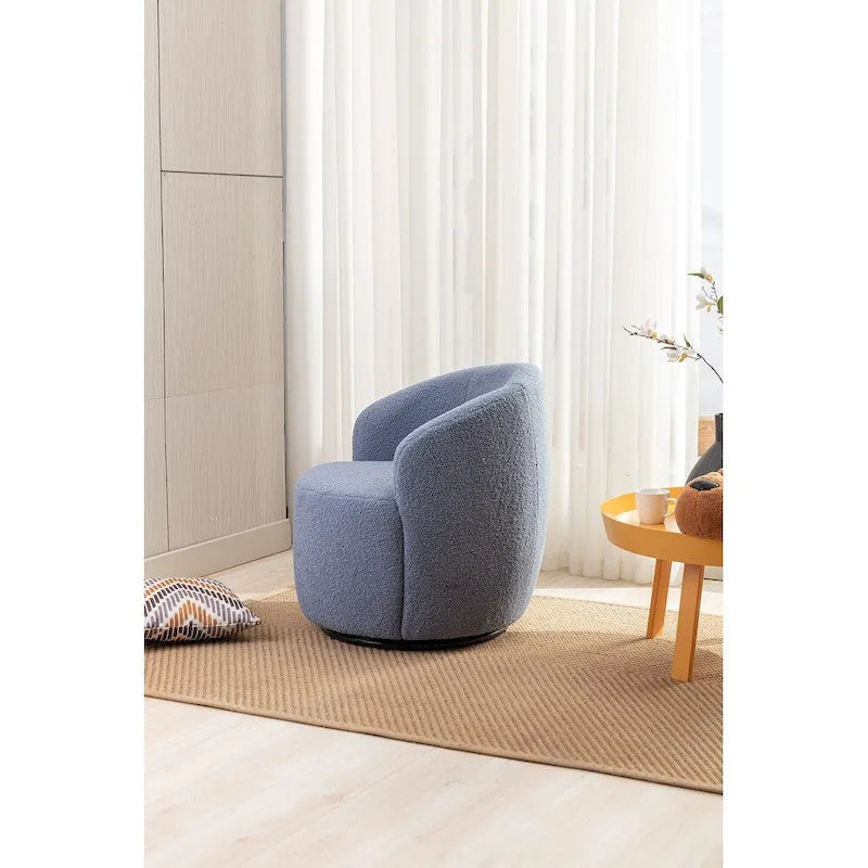 Upholstered Swivel Barrel Accent Armchair with 360 Rotation Foam Seat