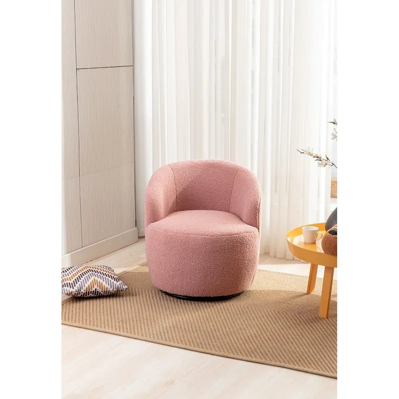 Upholstered Swivel Barrel Accent Armchair with 360 Rotation Foam Seat