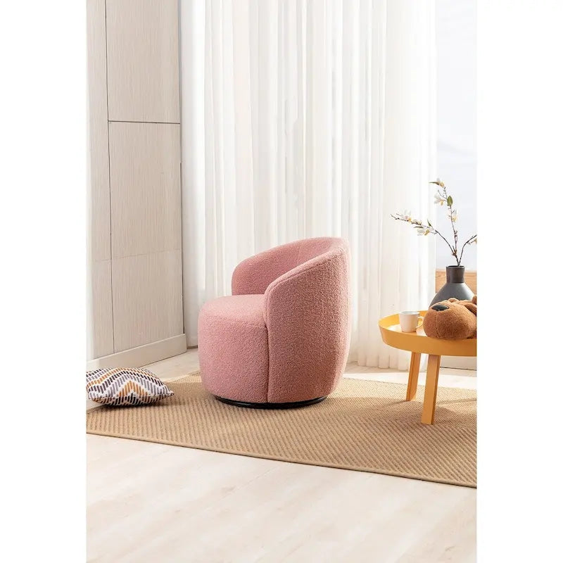 Upholstered Swivel Barrel Accent Armchair with 360 Rotation Foam Seat