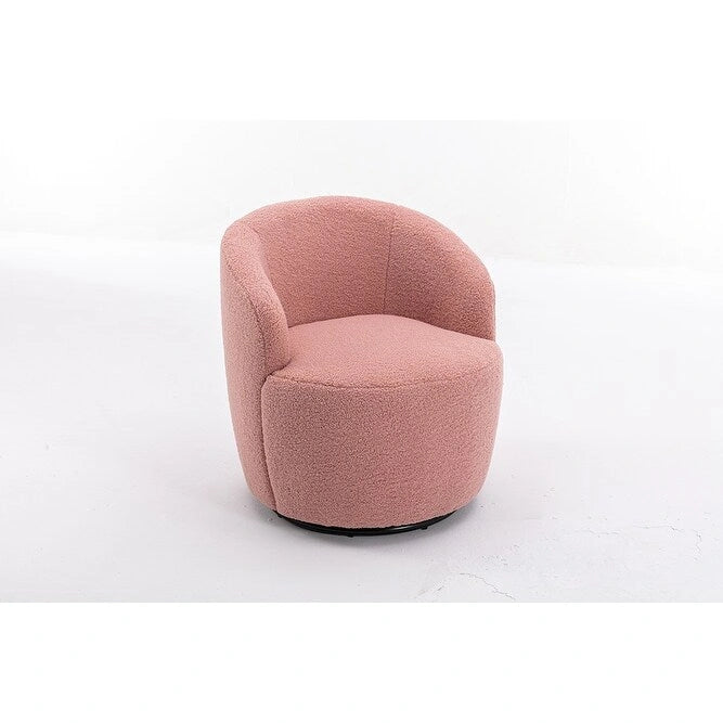 Upholstered Swivel Barrel Accent Armchair with 360 Rotation Foam Seat