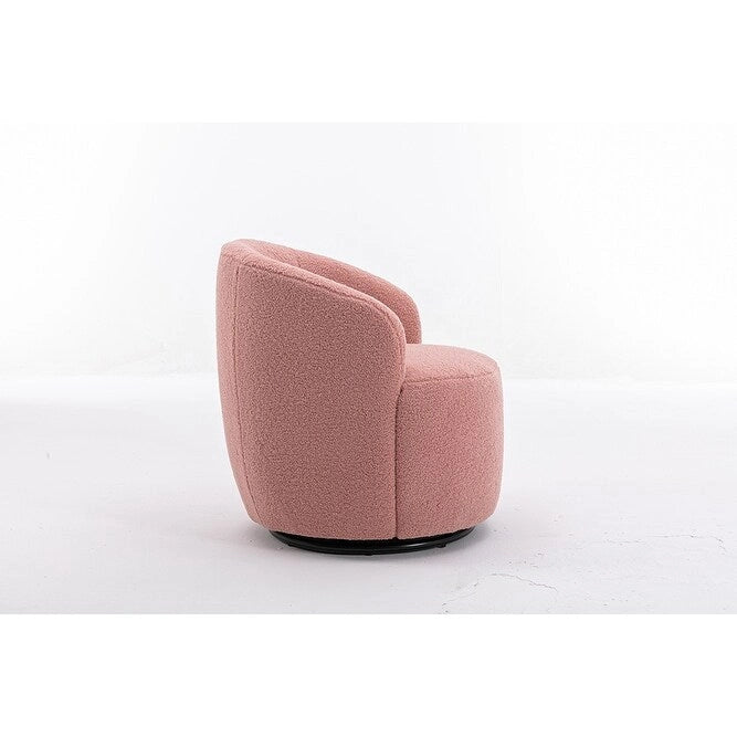 Upholstered Swivel Barrel Accent Armchair with 360 Rotation Foam Seat