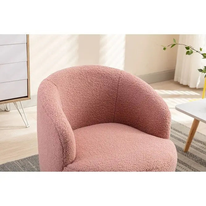Upholstered Swivel Barrel Accent Armchair with 360 Rotation Foam Seat