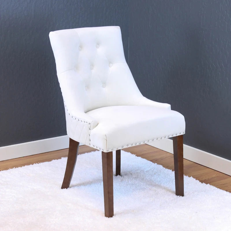 Tufted Velvet Upholstered Dining Chair with Poplar Wooden Legs