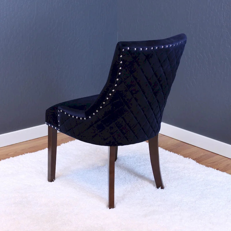 Tufted Velvet Upholstered Dining Chair with Poplar Wooden Legs